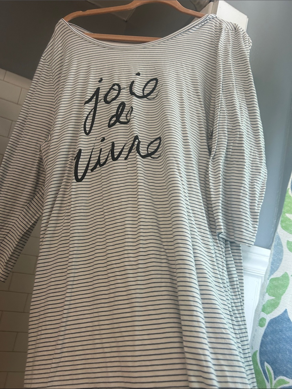 Kensie 2X Joe de Vivre Striped Graphic T-Shirt Dress White Blue Plus Size